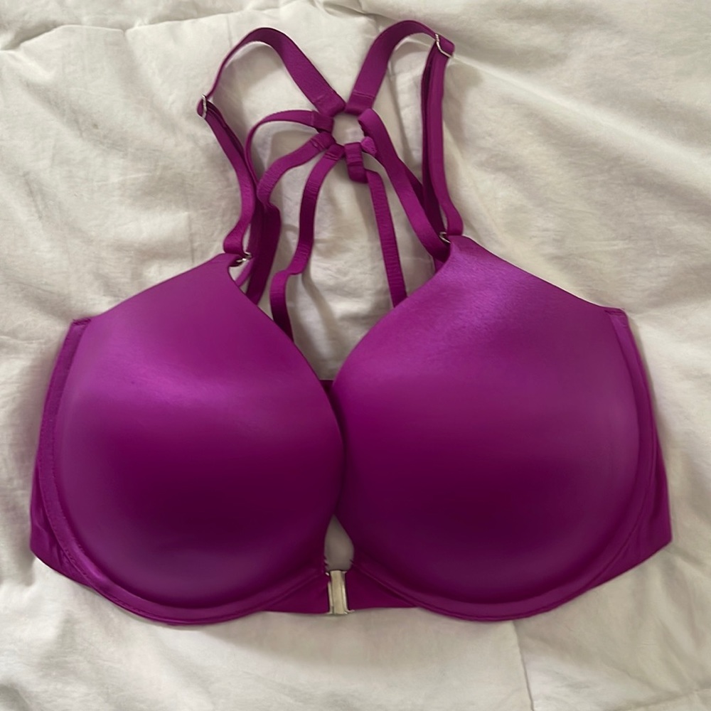 Victoria’s Secret 32DDD Very Sexy purple front closure bra strappy push up bra!